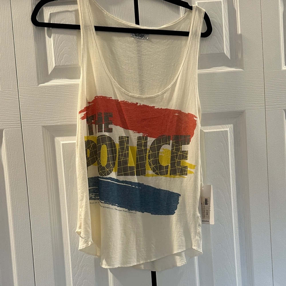 Lauren Moshi Cream Tank with Red, Yellow & Blue Graphic